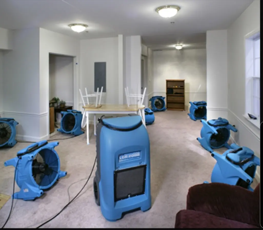 Air movers and dehumidifier setup for Water Extraction & Removal in Upper Makefield